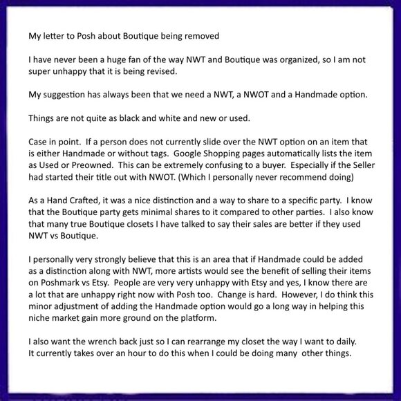 NEW: Condition Options & Response From Posh on Boutique Being Removed - Picture 3 of 5